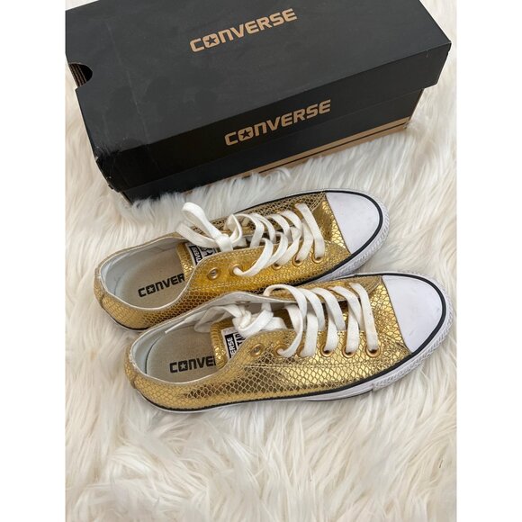 Gold Snake Skin Chuck Converse Sneakers - Picture 2 of 5